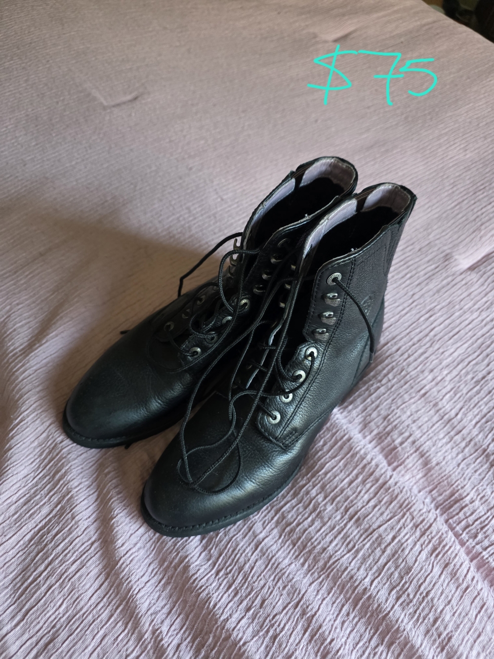 Ariat Black Lace-Up Leather Ankle Boots